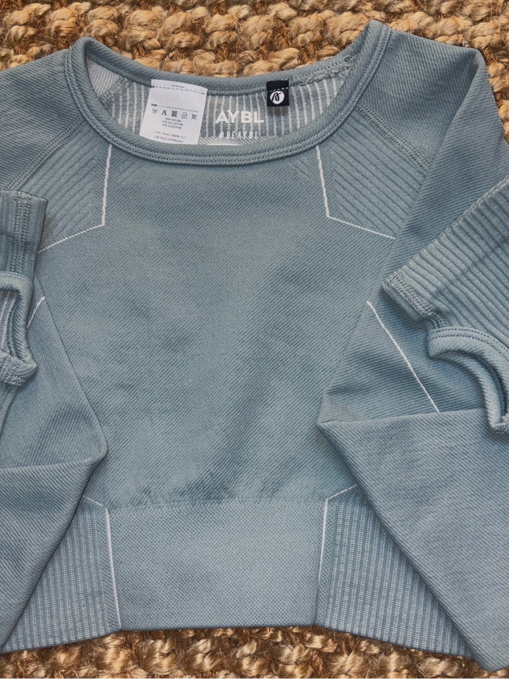 AYBL Teal Ribbed-Crop Top Activewear Sweatshirt-UK brand
